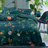 Fleur Grandeur Dark Blue Cotton Quilt Cover Set Queen
