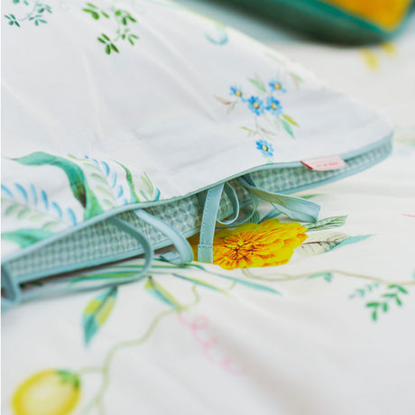 Fleur Grandeur White Cotton Quilt Cover Set Queen