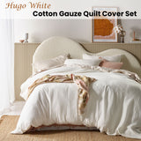 Hugo White Cotton Gauze Quilt Cover Set King
