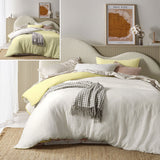 Hugo Reversible White Butter Cotton Gauze Quilt Cover Set Queen