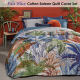 Isla Blue Cotton Sateen Quilt Cover Set Queen
