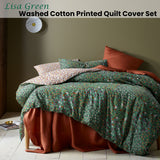Lisa Green Washed Cotton Printed Quilt Cover Set Queen