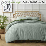 Lucas Sage Chenille Cotton Quilt Cover Set King