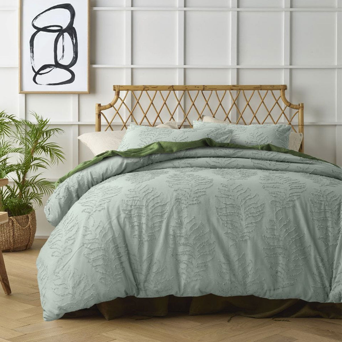 Lucas Sage Chenille Cotton Quilt Cover Set Queen