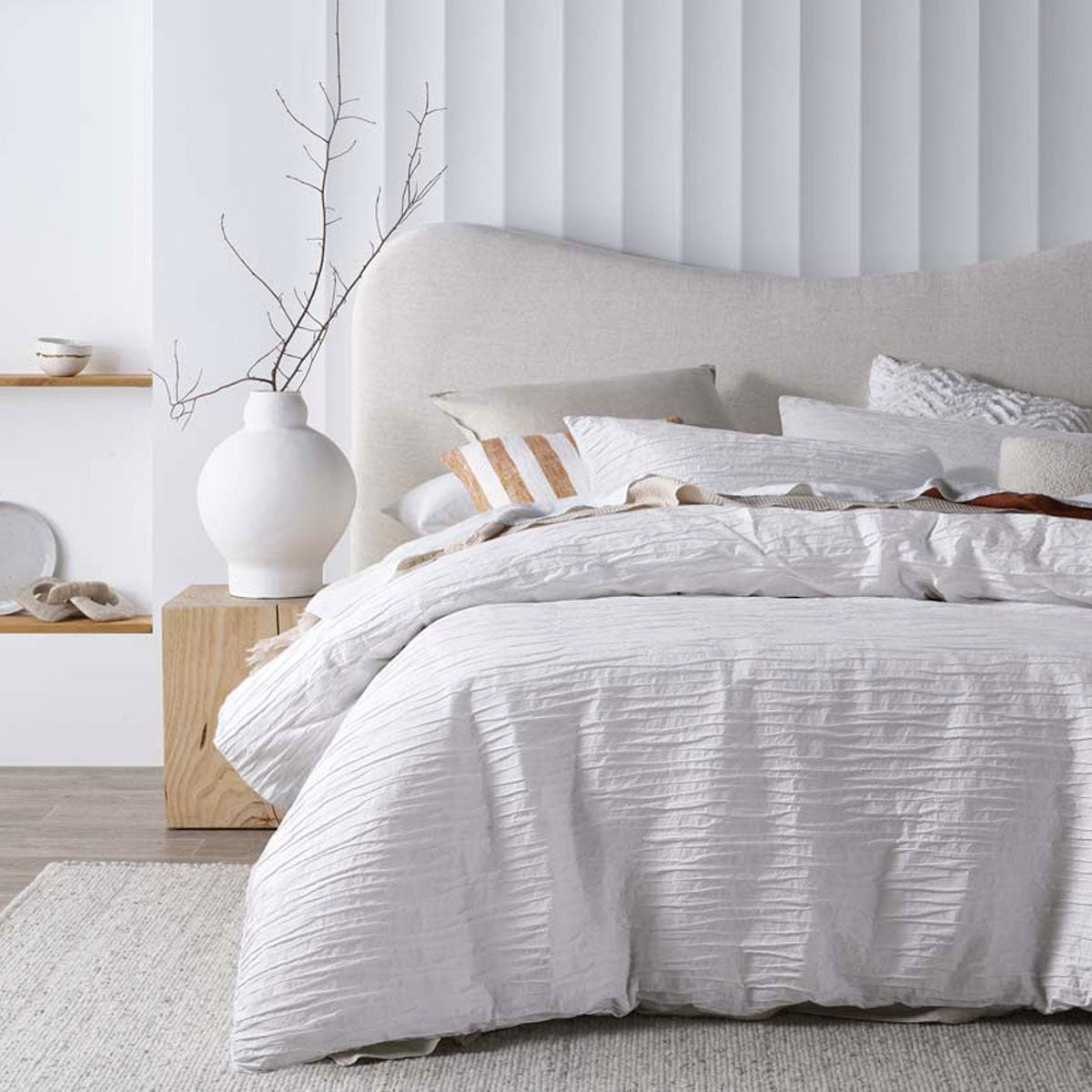 Malvern White Cotton Quilt Cover Set Queen