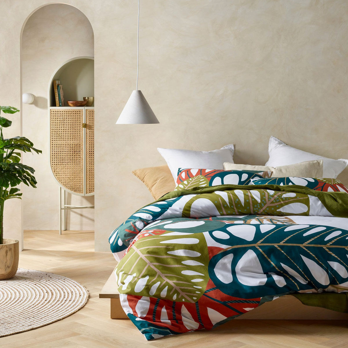 Monstera Digital Printed Cotton Quilt Cover Set Queen