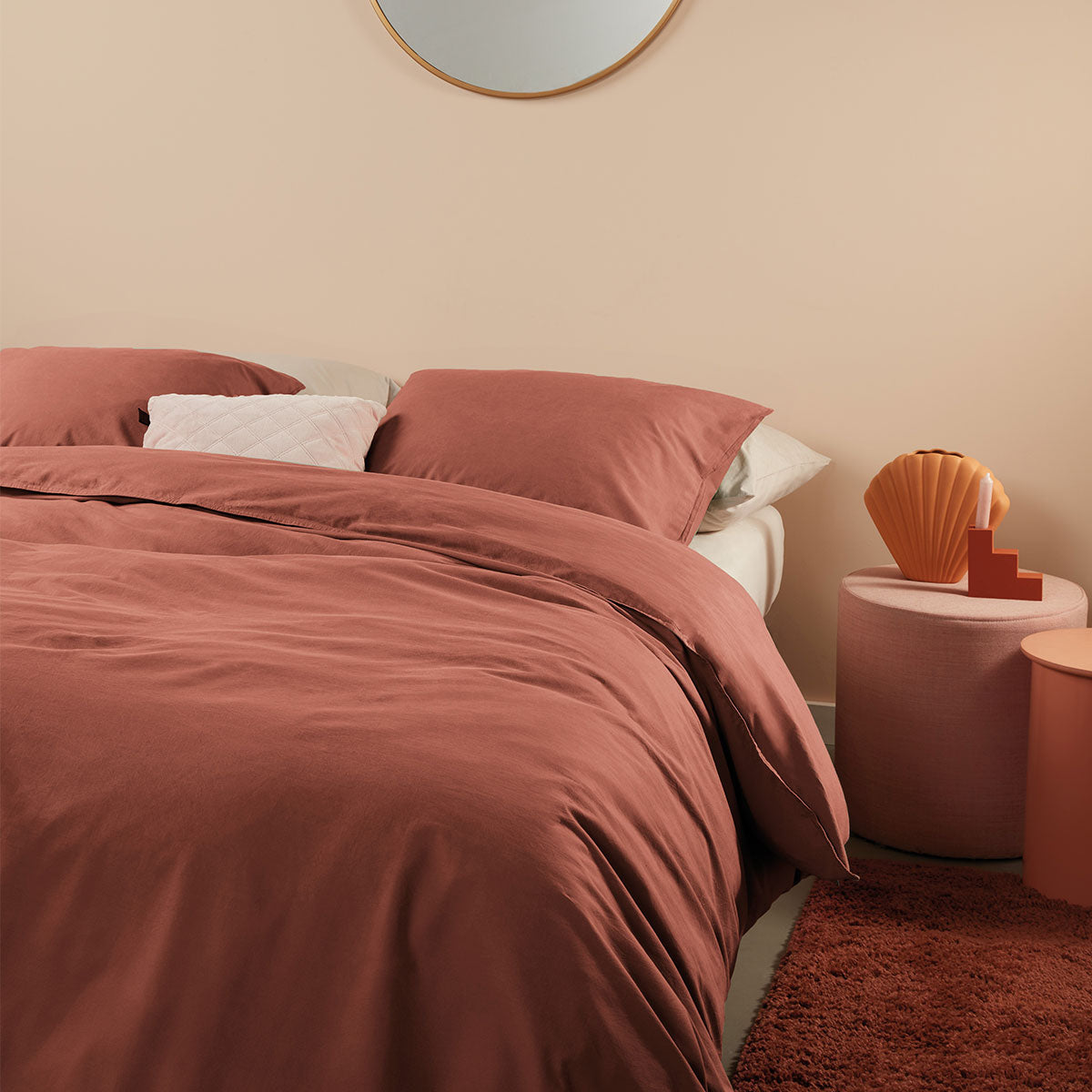 Organic Cotton Basic Terracotta Quilt Cover Set Super King
