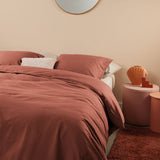 Organic Cotton Basic Terracotta Quilt Cover Set Super King