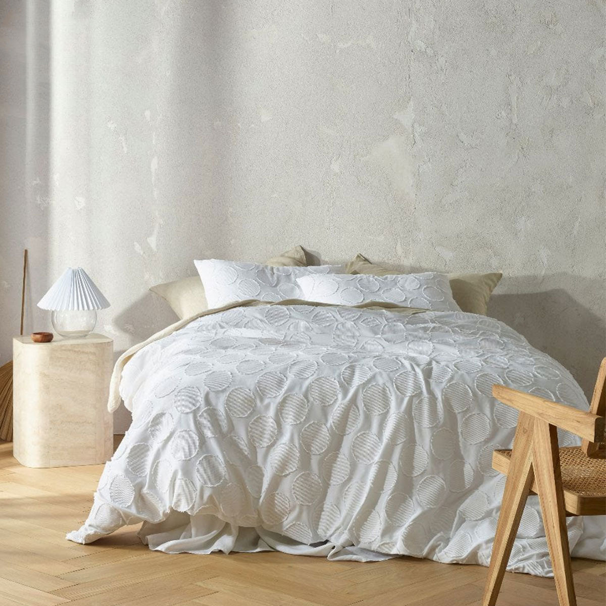 Orion White Cotton Quilt Cover Set Single