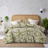 Betty Otway Moss Green Washed Cotton Printed Quilt Cover Set King