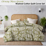 Betty Otway Moss Green Washed Cotton Printed Quilt Cover Set Super King