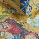 Van Gogh Partout des Fleurs Gold Cotton Sateen Quilt Cover Set Queen