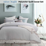 Silver Waffle Polyester Quilt Cover Set Double
