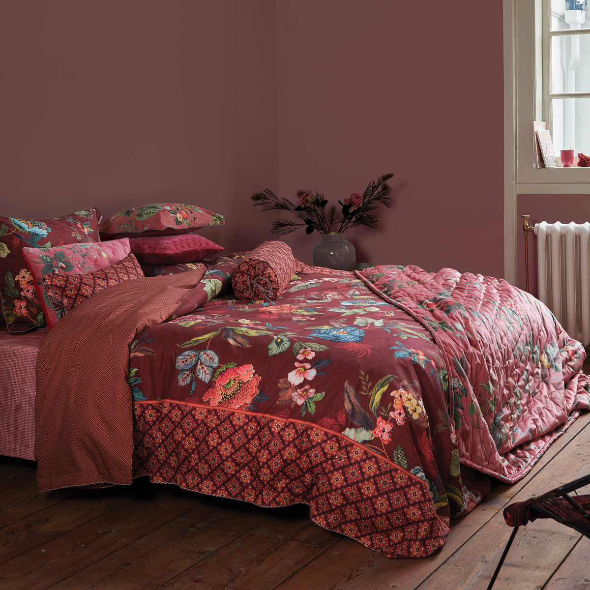 Poppy Stitch Red Cotton Quilt Cover Set King