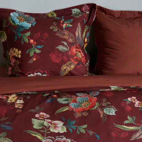 Poppy Stitch Red Cotton Quilt Cover Set King