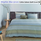 Rhythm Blue Green Cotton Sateen Quilt Cover Set Queen