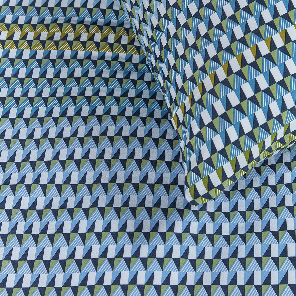 Rhythm Blue Green Cotton Sateen Quilt Cover Set Queen