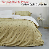 Striped Hearts Yellow Cotton Quilt Cover Set Queen