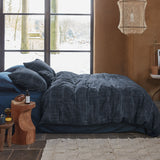 Vintage Indigo Dark Blue Cotton Quilt Cover Set Queen