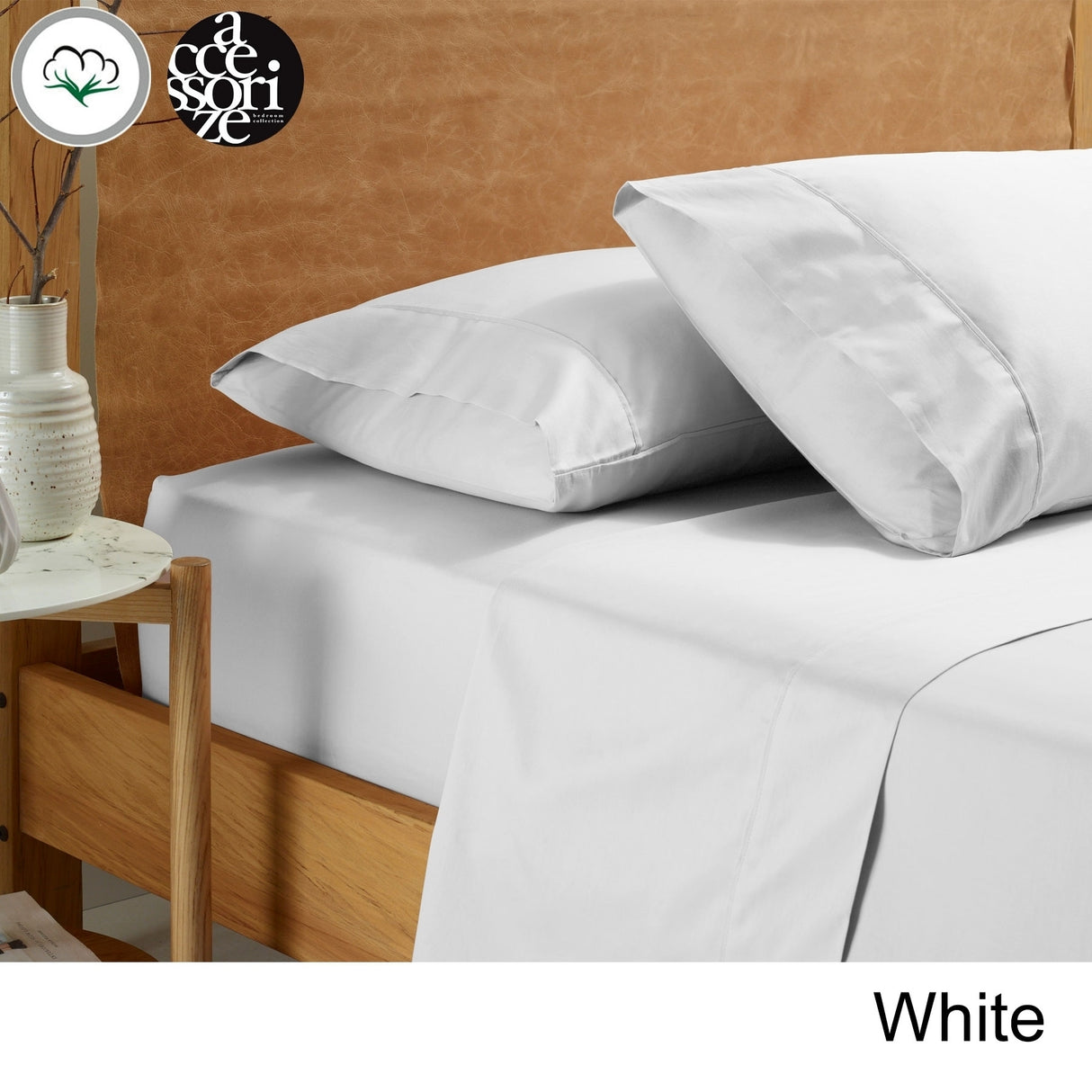 Vintage Washed Cotton Sheet Set White Queen