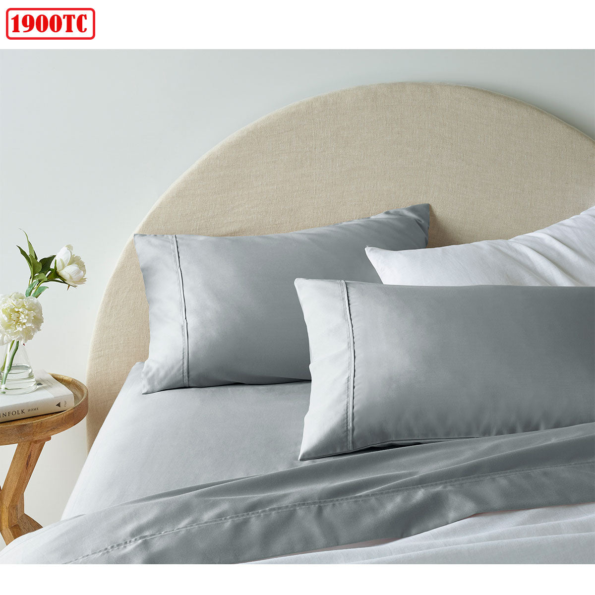 1900TC Cotton Rich Sheet Set Grey Queen