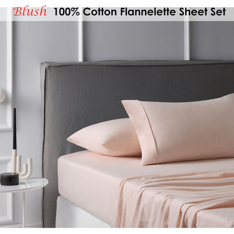 Cotton Flannelette Sheet Set Blush Single