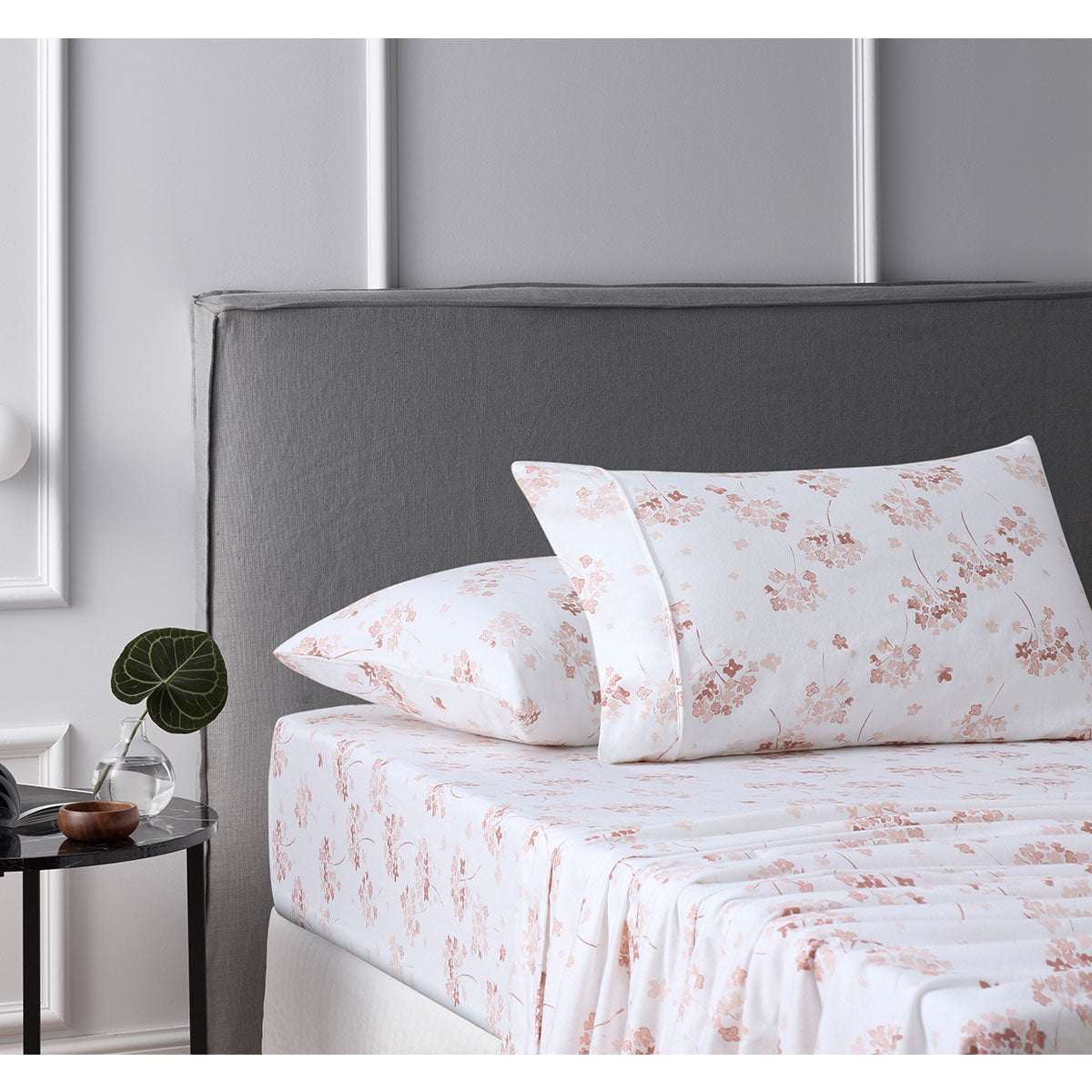 Cotton Flannelette Sheet Set Flower Bunch Pink Double