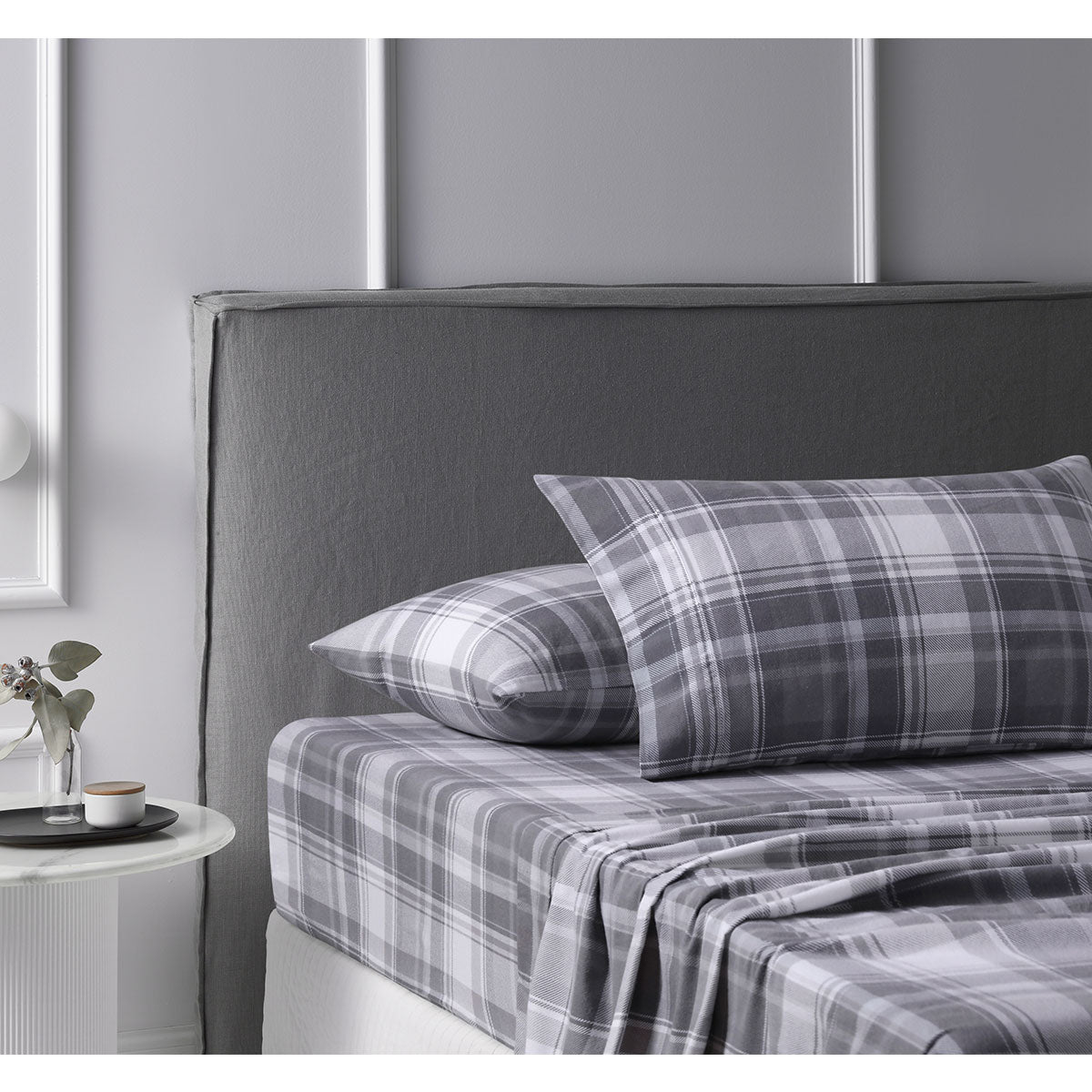 Cotton Flannelette Sheet Set Plaid Single