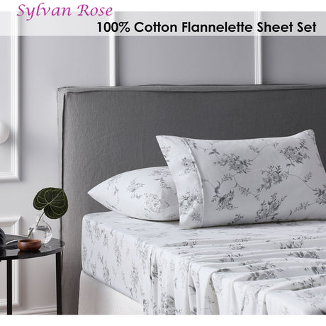 Cotton Flannelette Sheet Set Sylvan Rose Single