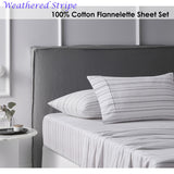 Cotton Flannelette Sheet Set Weathered Stripe - Double