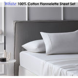 Cotton Flannelette Sheet Set White Double