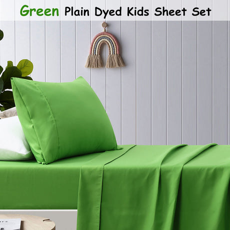 Green Plain Dyed Microfibre Sheet Set Double