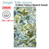 Jungle Vibe Green Cotton Velour Beach Towel