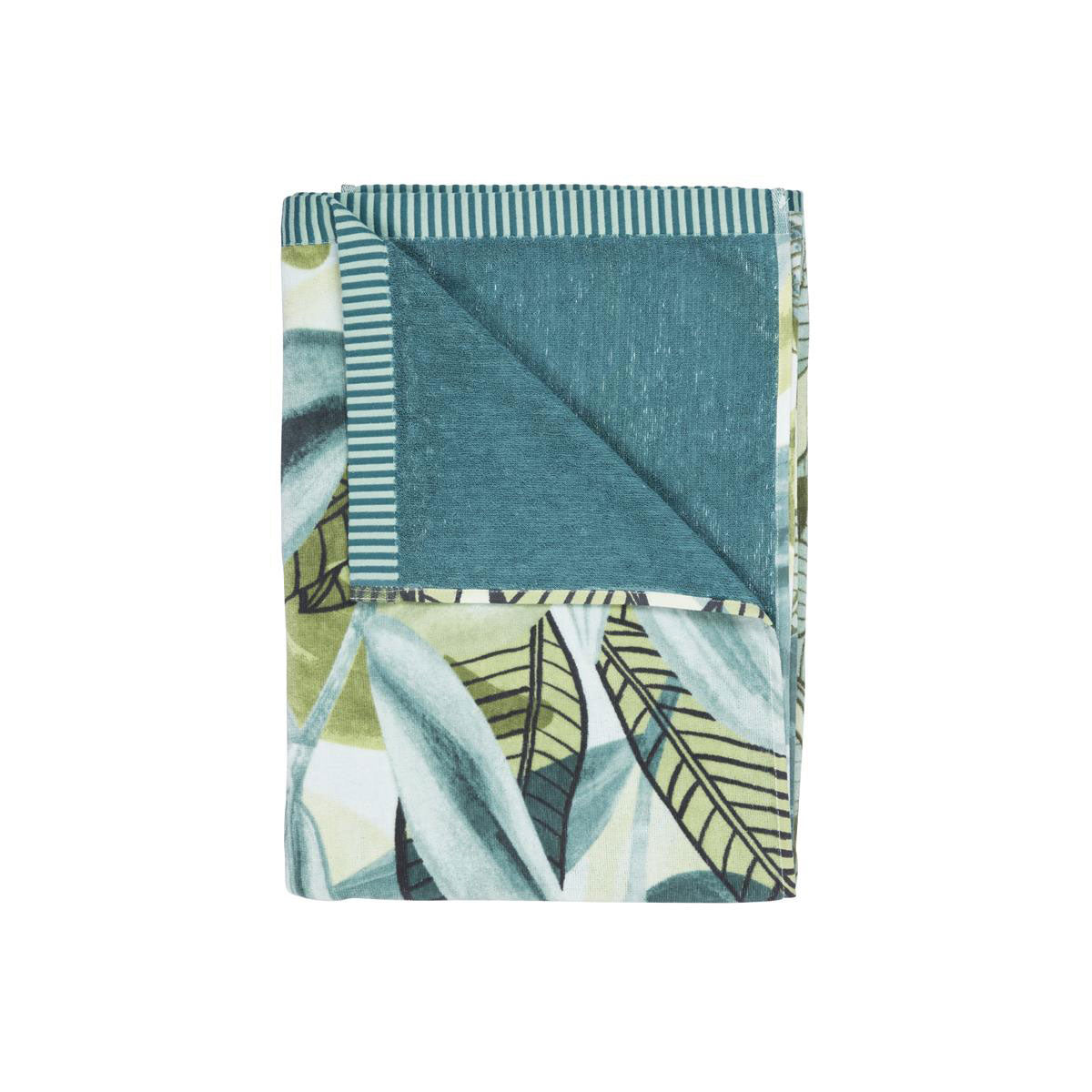 Jungle Vibe Green Cotton Velour Beach Towel