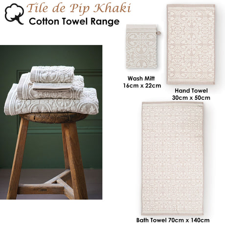Tile de Pip Khaki Wash Mitt 16cm x 22cm