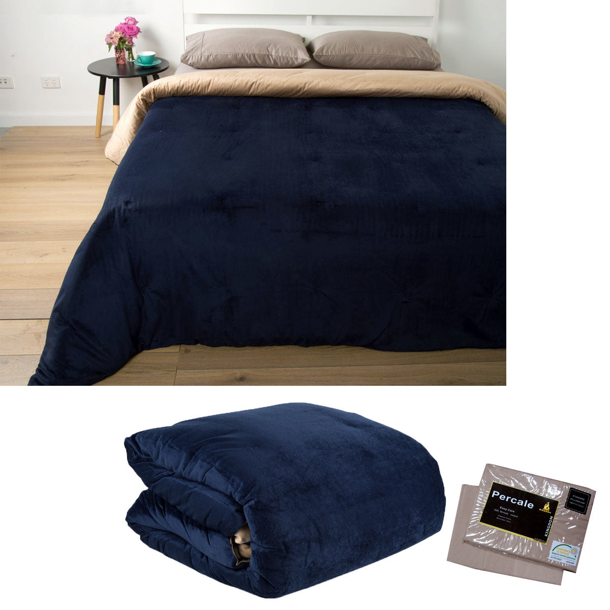Indigo King Bim Beri Quilted Bedspread with bonus standard pillowcases