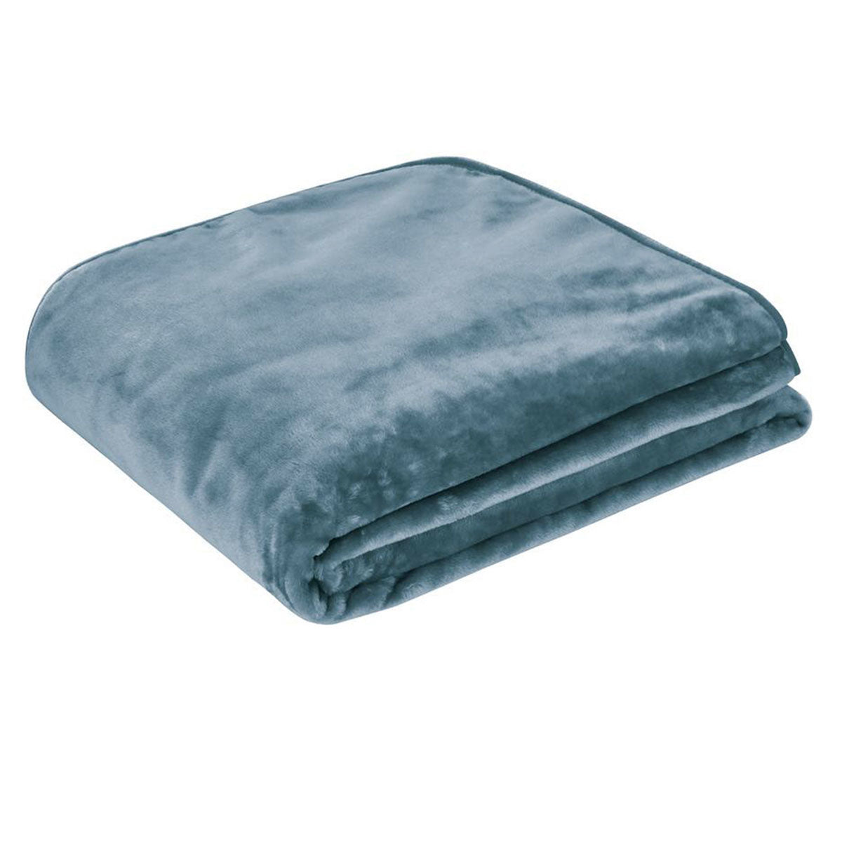 450gsm Solid Faux Mink Blanket Steel Blue