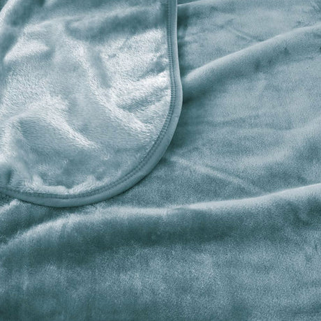 450gsm Solid Faux Mink Blanket Steel Blue