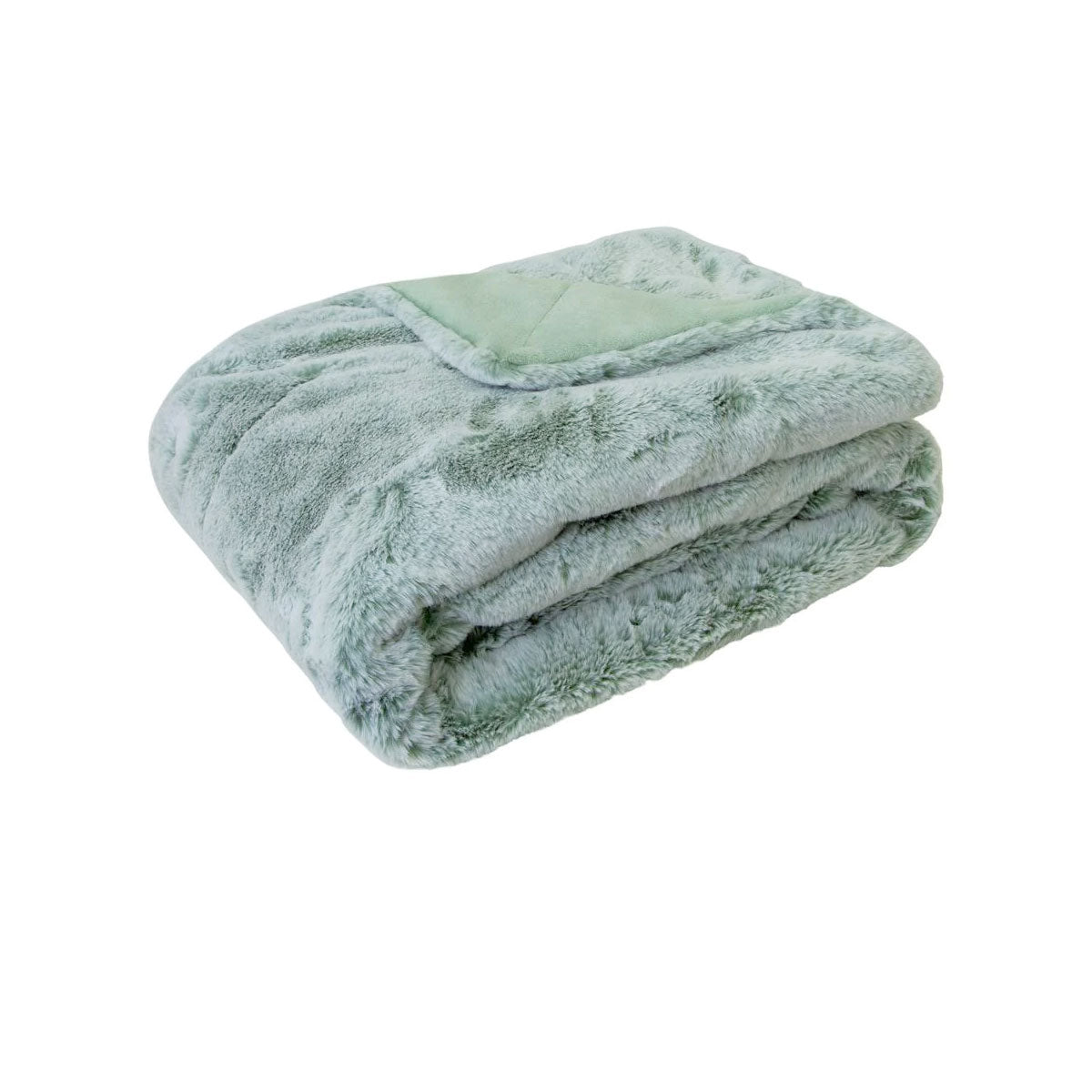 Archie Sage Faux Fur Throw Rug 130 x 160cm