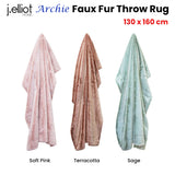 Archie Terracotta Faux Fur Throw Rug 130 x 160cm