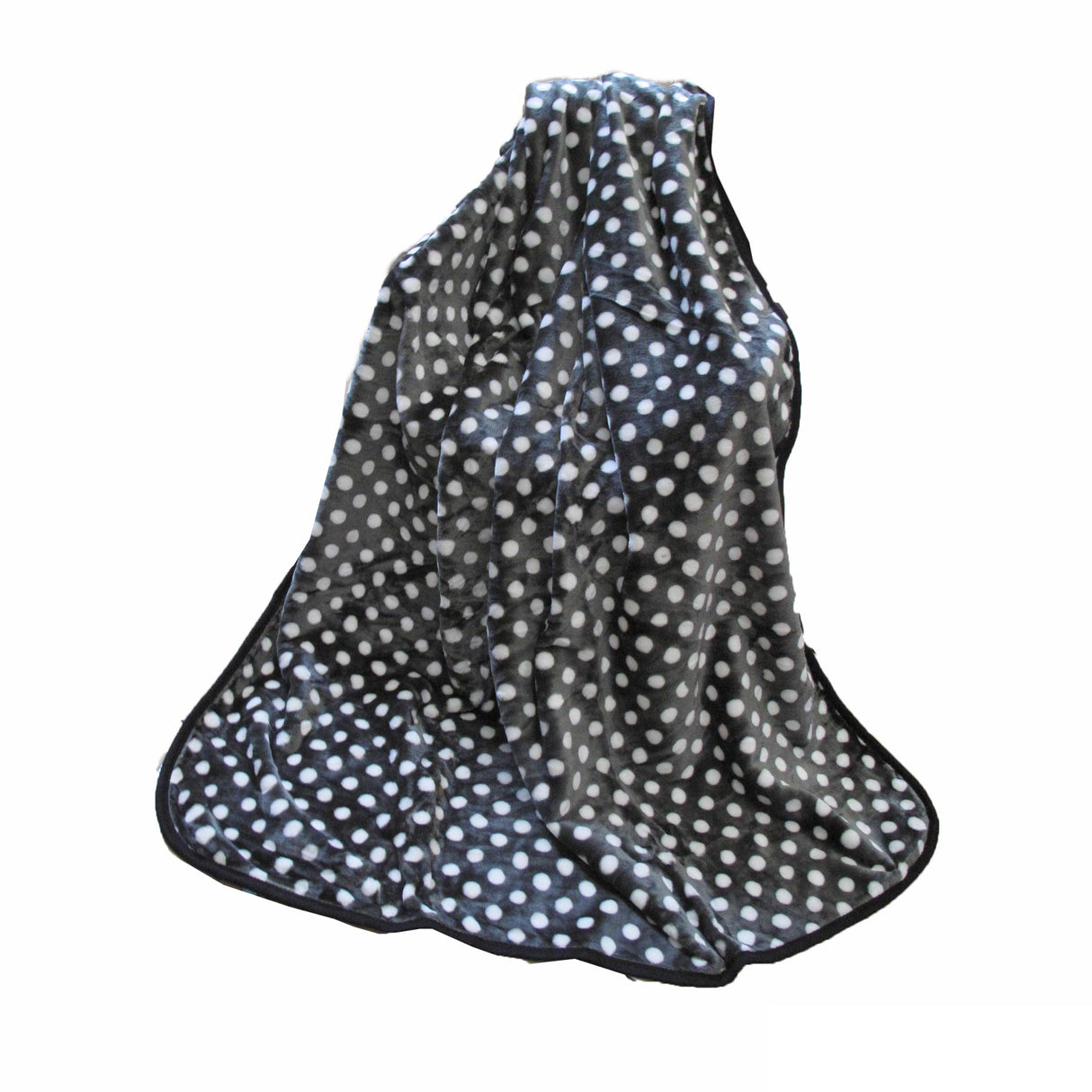 Extra Large Mink Throw Rug Polka Dots Grey
