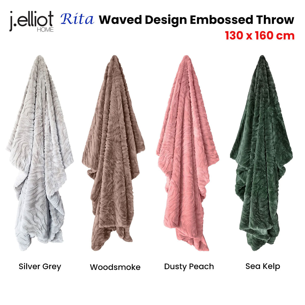 Rita Woodsmoke Faux Mohair Throw Rug 130 x 160cm