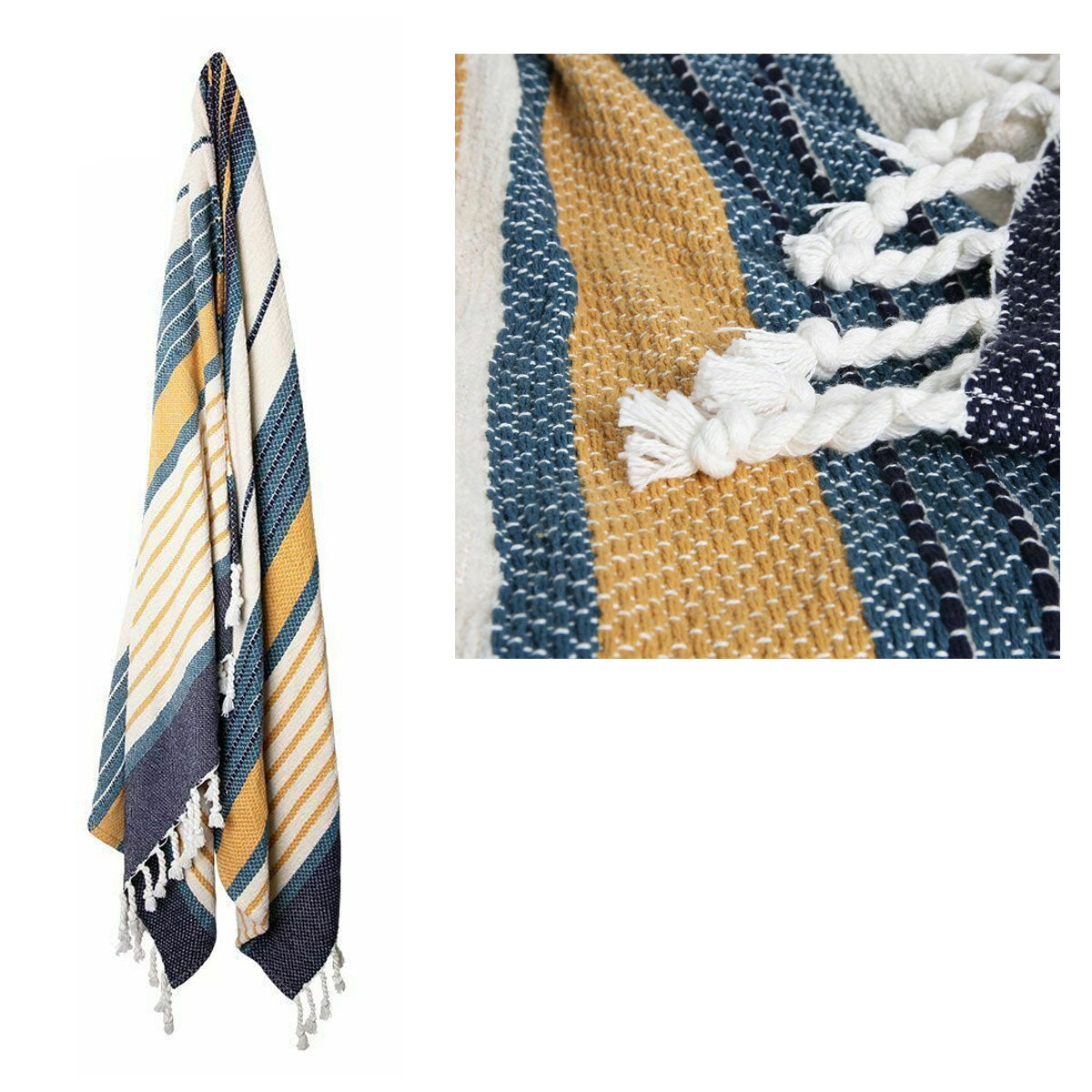 Zella Cotton Throw Rug Blue Multi