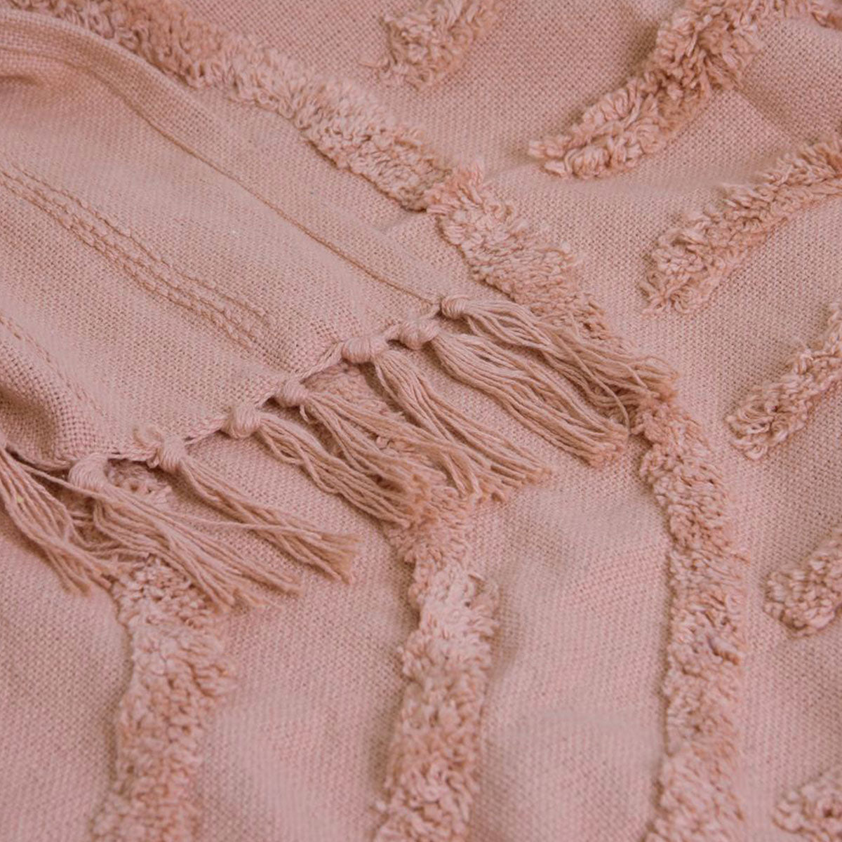 Zen Luxury Fringe Throw 130 x 160cm Clay Pink