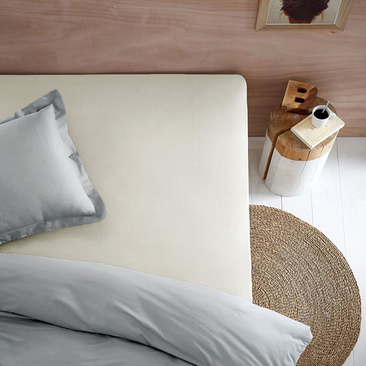 Polyester Cotton Fitted Sheet 36cm Wall Ivory Single