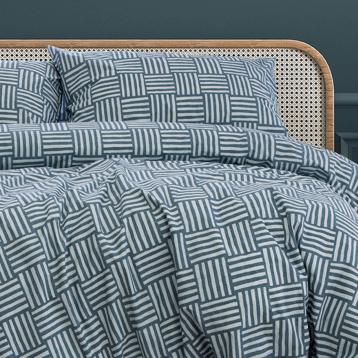 Fletcher Faded Indigo Printed Quilt Cover Set King