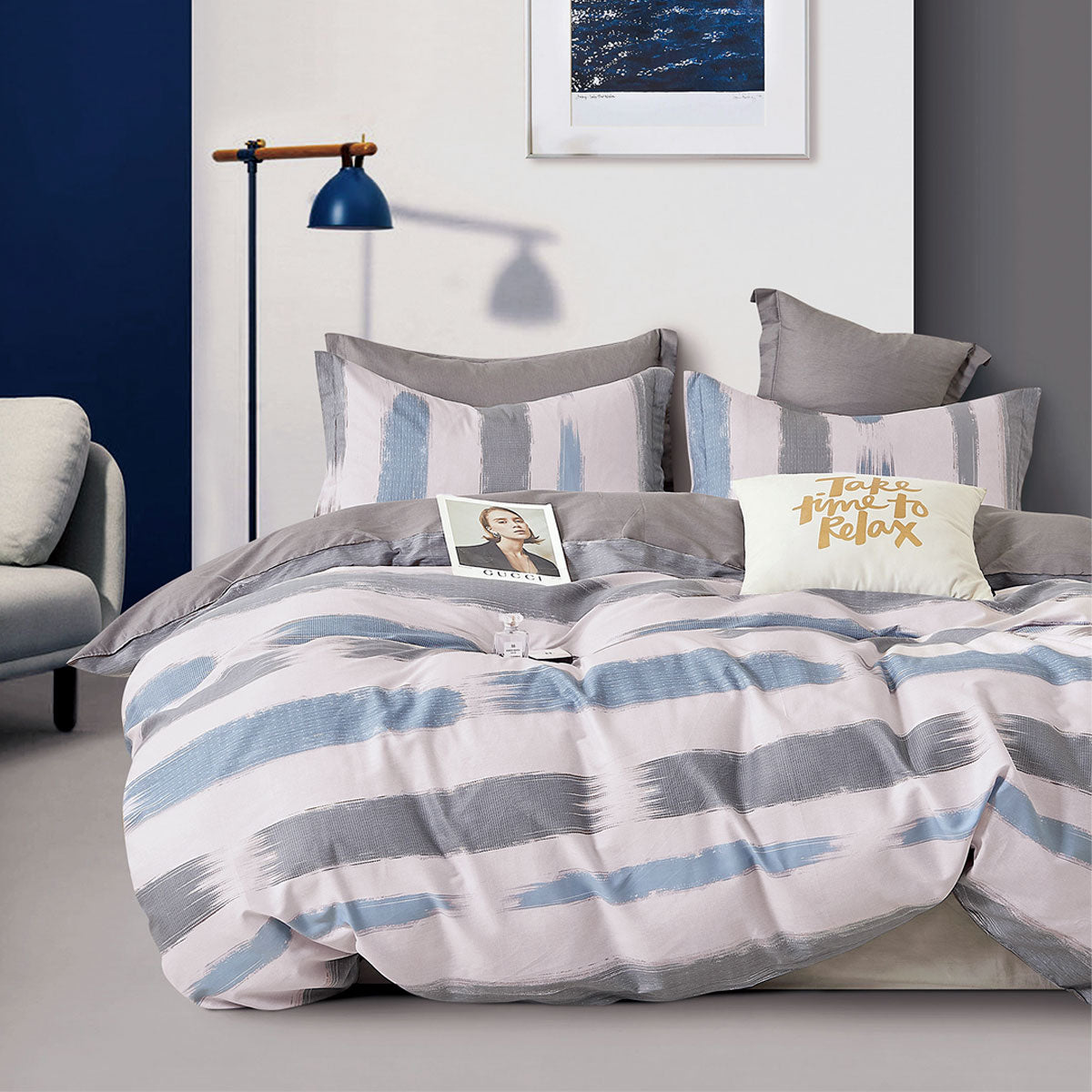 250TC Sea Breeze Cotton Sateen Quilt Cover Set Queen