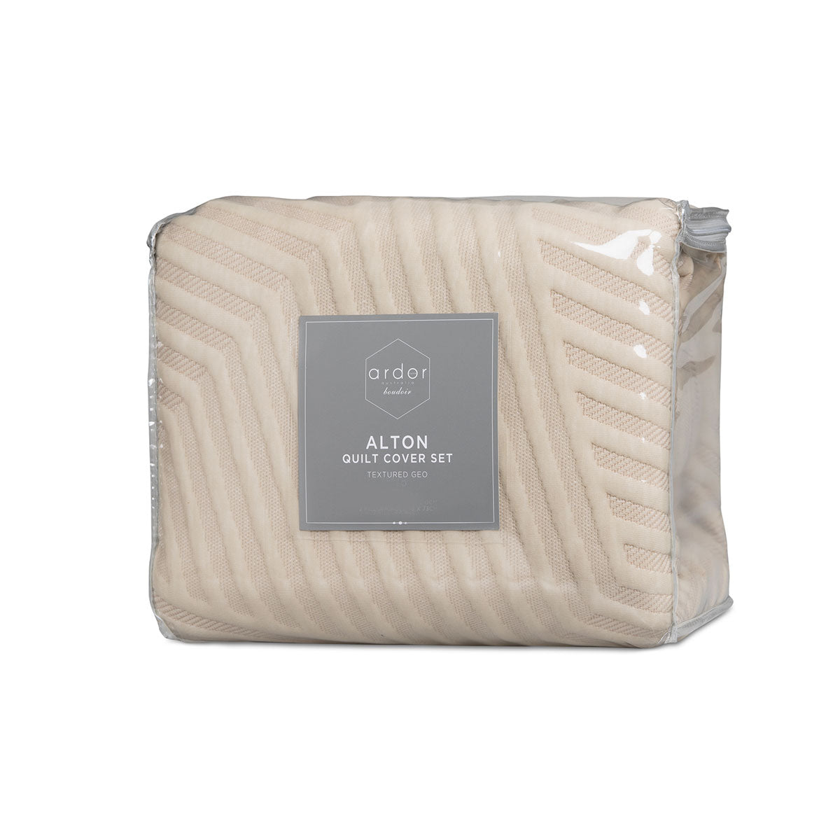 Alton Linen Jacquard Embossed Texture Geo Quilt Cover Set Queen