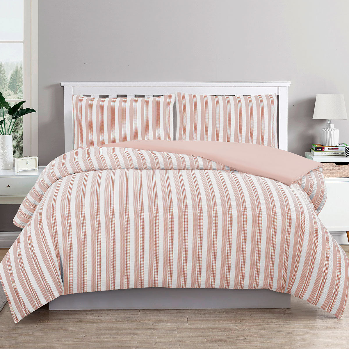 Cove Rose Dust (Similar to Peach color) Seersucker Waffle Quilt Cover Set Double