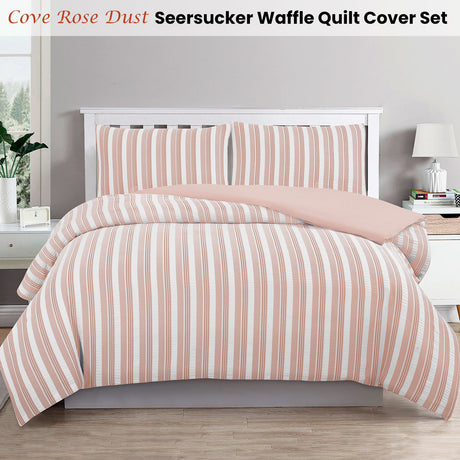Cove Rose Dust (Similar to Peach color) Seersucker Waffle Quilt Cover Set Double